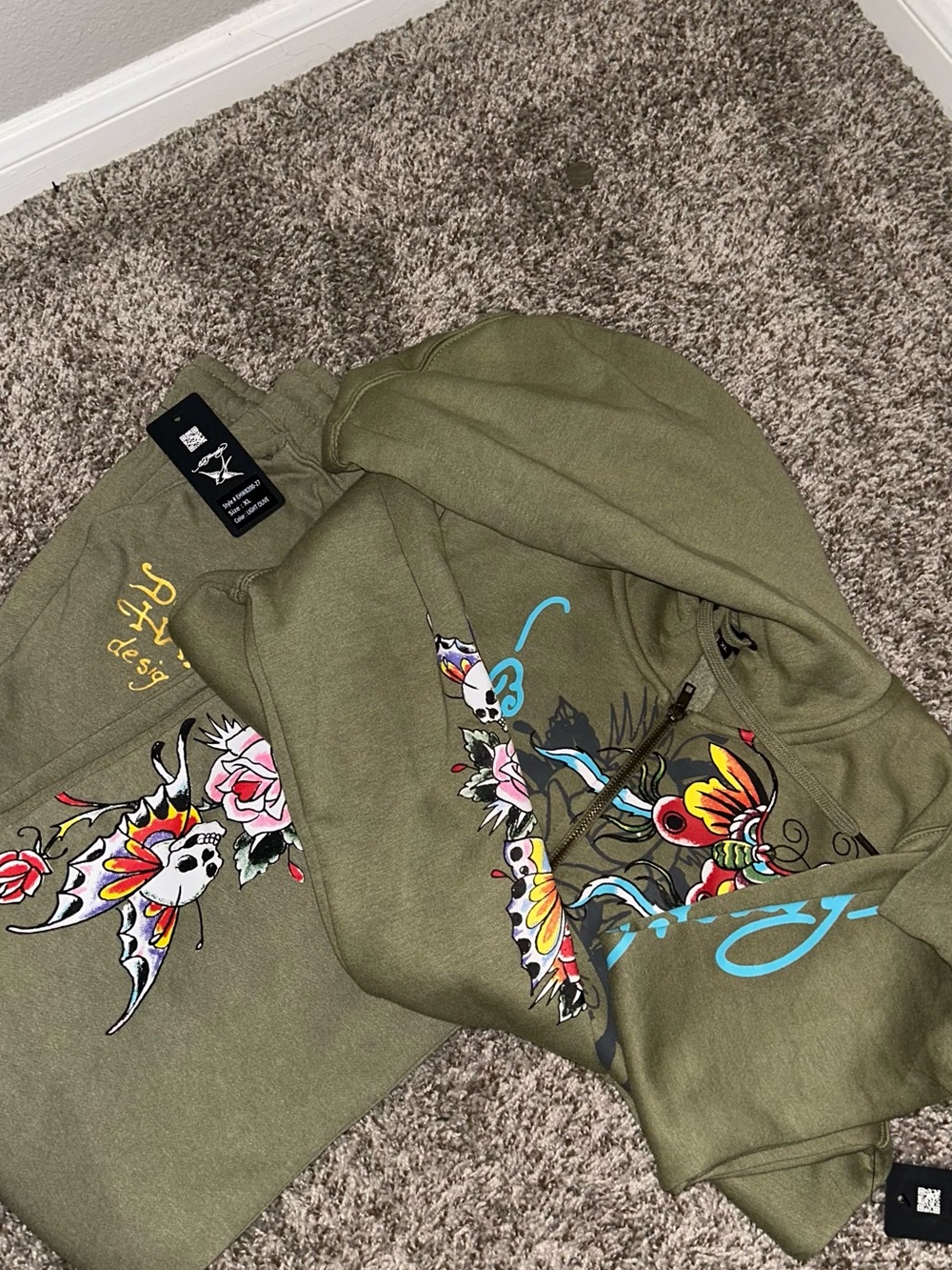 Ed Hardy Olive Green/Sage 2 Piece Tracksuit Set